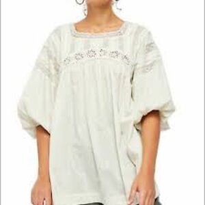 Free People Off White Eyelet Lace Embroidered Azalea Tunic